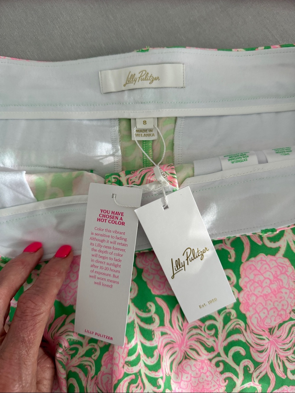 Lilly Pulitzer Callahan Knit Shorts, Fauna Green Party Like A Pineapple, 8. - Picture 8 of 12